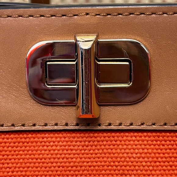 Michael Kors Orange and Tan Crossbody Messenger Bag Approx. 11.5 x 11 x 3 - Picture 9 of 17